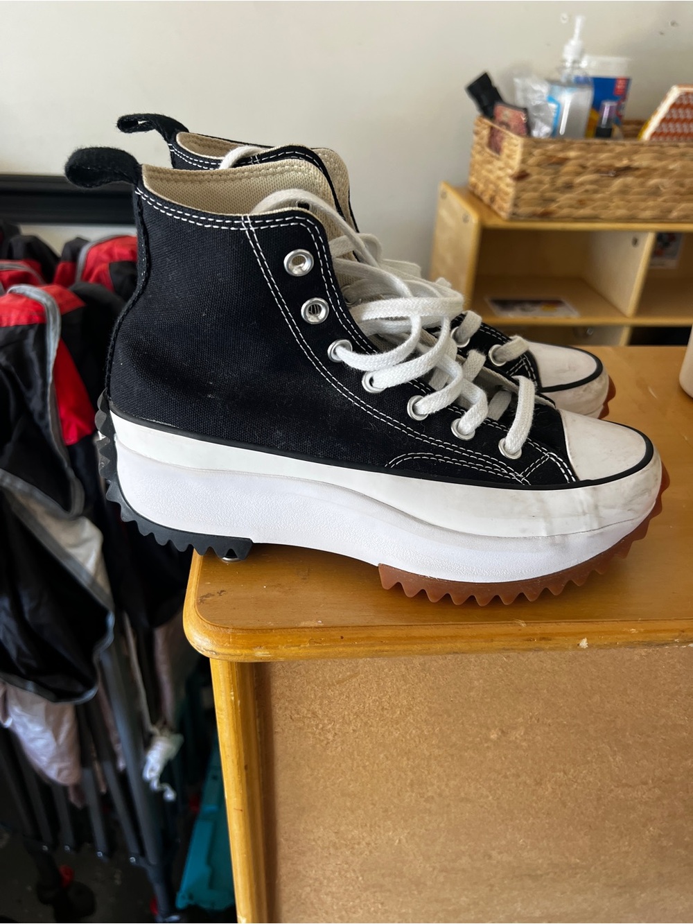 Converse Black & White High-Top Platform Lug Sole Sneakers - Picture 3 of 5